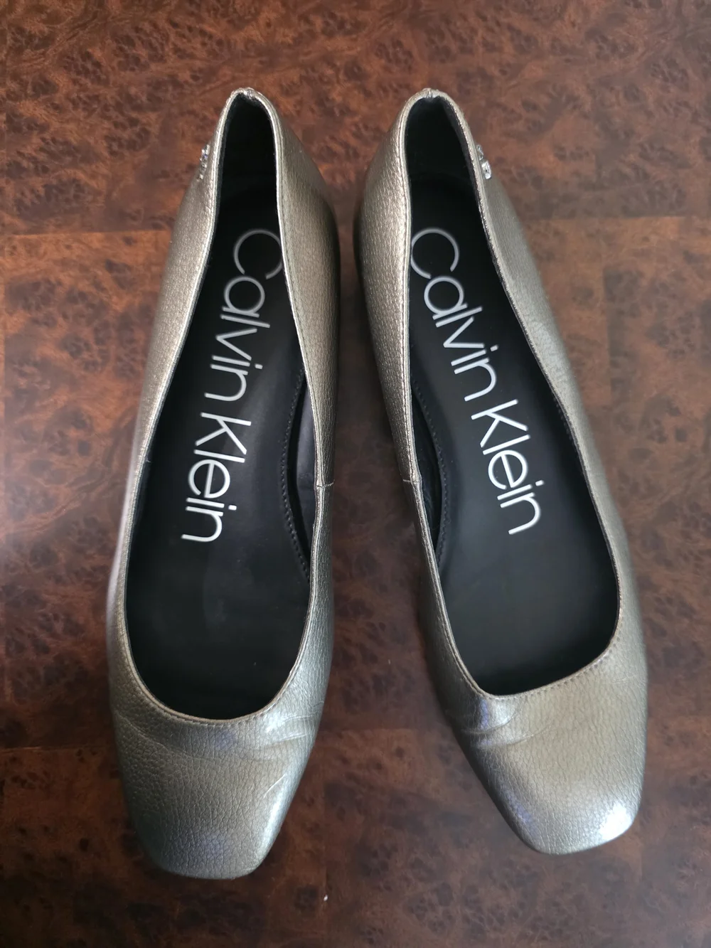 Calvin Klein Metallic Gray Ballet Flats